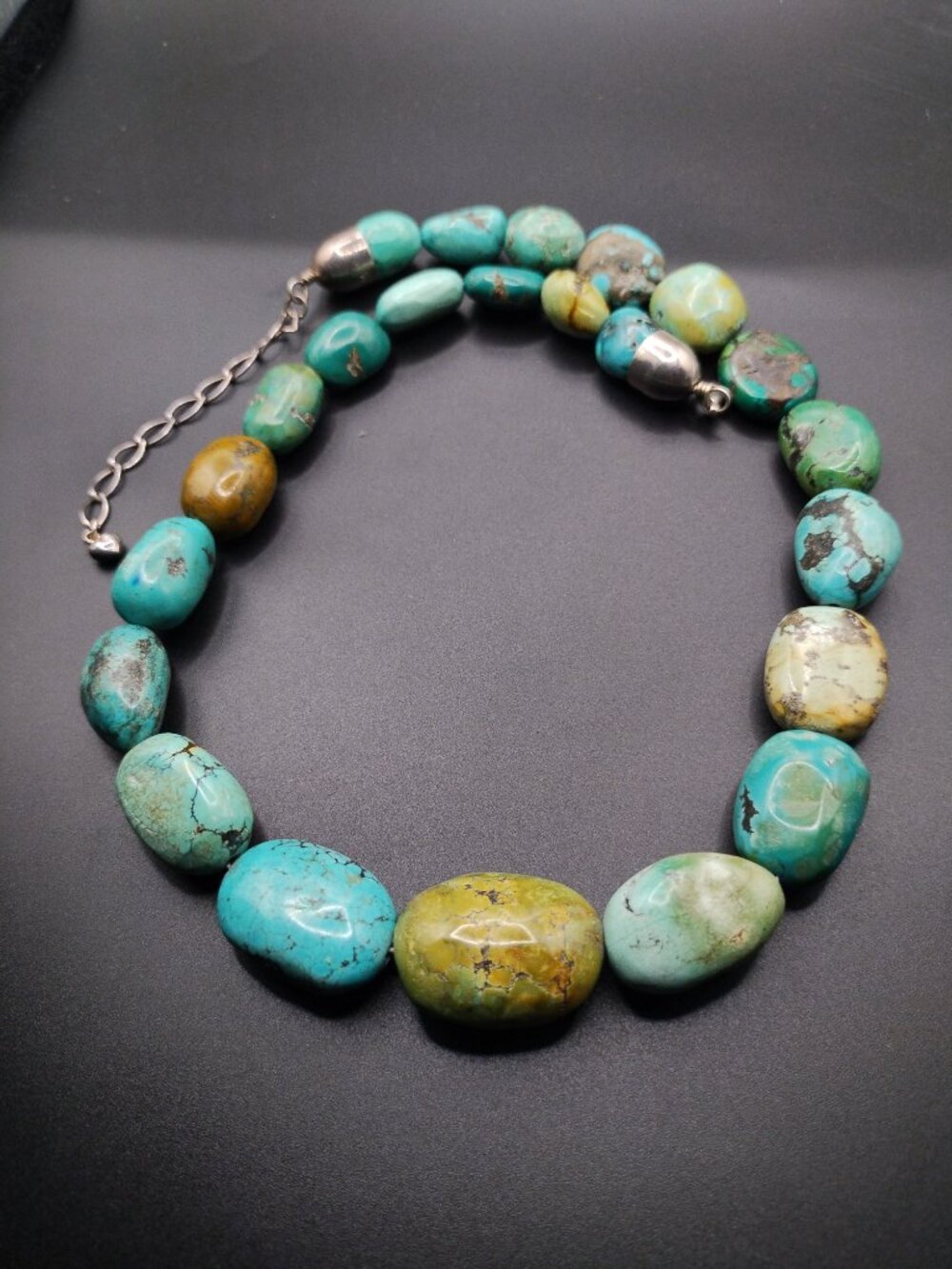 Jay King DTR Hubei Turquoise nugget necklace 925 Sterling Silver Chunky - Picture 6 of 9